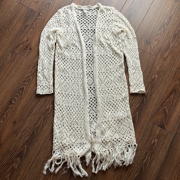(NWOT) Forever 21 Long Knit Cardigan/Coverup - White/Cream - Picture 1 of 9